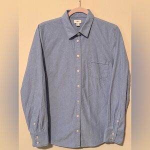J.Crew Denim Chambray Button Down Shirt Women’s Large 100% Cotton Casual Top